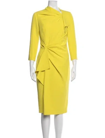 Pre-owned Safiyaa Asymmetrical Knee-length Dress In Yellow