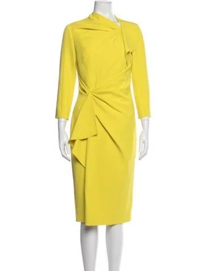 Pre-owned Safiyaa Asymmetrical Knee-length Dress In Yellow