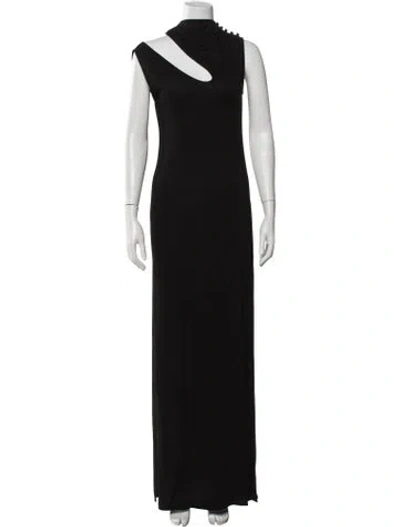 Pre-owned Safiyaa Asymmetrical Long Dress In Black