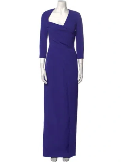 Pre-owned Safiyaa Asymmetrical Long Dress In Blue