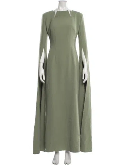 Pre-owned Safiyaa Asymmetrical Long Dress In Green