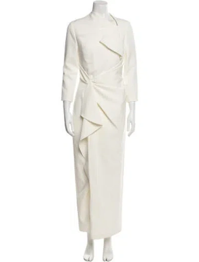 Pre-owned Safiyaa Asymmetrical Long Dress In Neutral