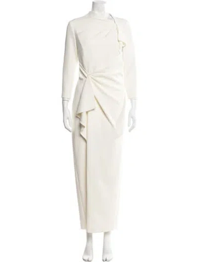 Pre-owned Safiyaa Asymmetrical Long Dress In Neutral