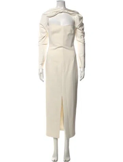 Pre-owned Safiyaa Asymmetrical Long Dress W/ Tags In Neutrals
