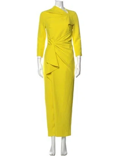 Pre-owned Safiyaa Asymmetrical Long Dress In Yellow