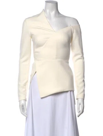 Pre-owned Safiyaa Asymmetrical Long Sleeve Top In Neutral