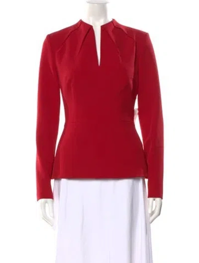 Pre-owned Safiyaa Asymmetrical Long Sleeve Top W/ Tags In Red