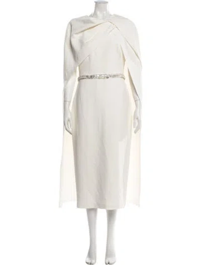 Pre-owned Safiyaa Asymmetrical Midi Length Dress W/ Tags In White