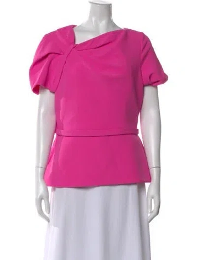 Pre-owned Safiyaa Asymmetrical Short Sleeve Top W/ Tags In Pink