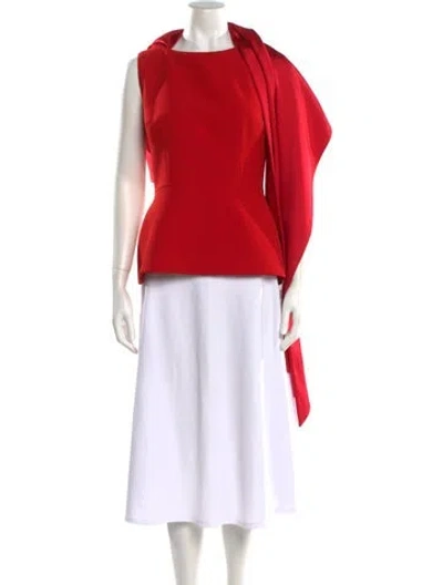 Pre-owned Safiyaa Asymmetrical Sleeveless Top In Red