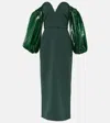 Safiyaa Aurelius Balloon-sleeve Midi Dress In Green
