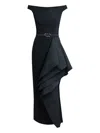 Safiyaa Bardot Draped Dress In Black