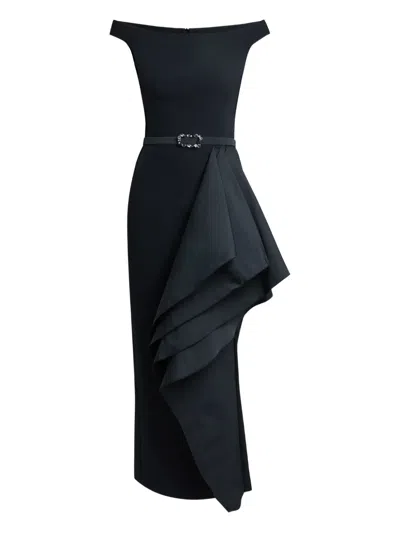 Safiyaa Bardot Draped Dress In Black