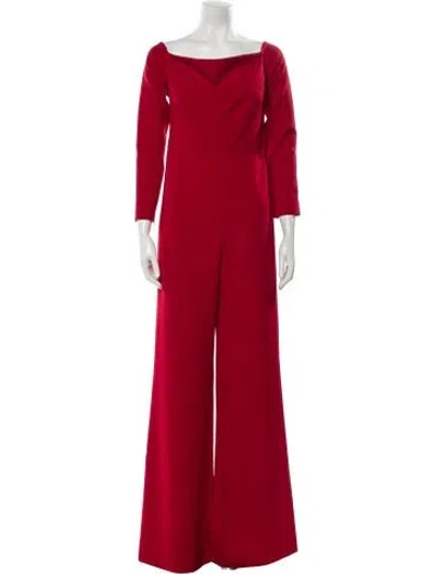 Pre-owned Safiyaa Bateau Neckline Jumpsuit In Red