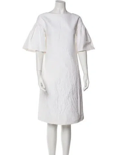Pre-owned Safiyaa Bateau Neckline Knee-length Dress In Neutral
