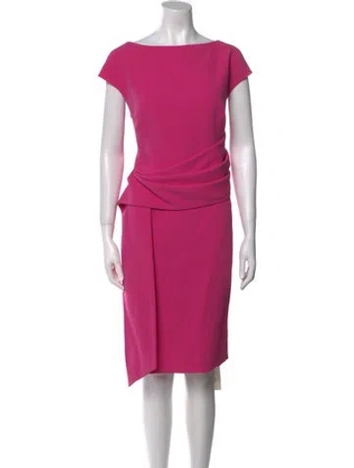 Pre-owned Safiyaa Bateau Neckline Knee-length Dress In Pink