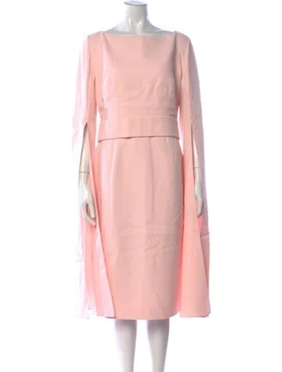 Pre-owned Safiyaa Bateau Neckline Knee-length Dress In Pink