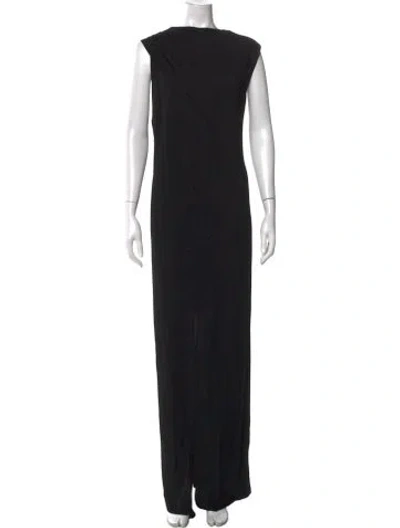 Pre-owned Safiyaa Bateau Neckline Long Dress In Black