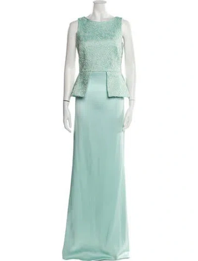 Pre-owned Safiyaa Bateau Neckline Long Dress In Blue