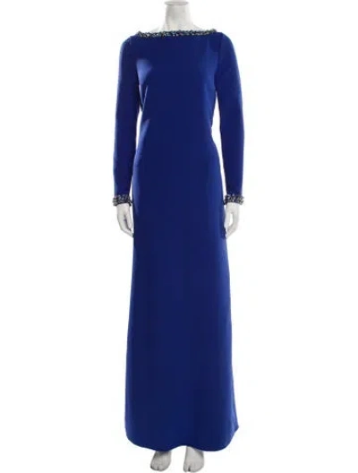 Pre-owned Safiyaa Bateau Neckline Long Dress In Blue