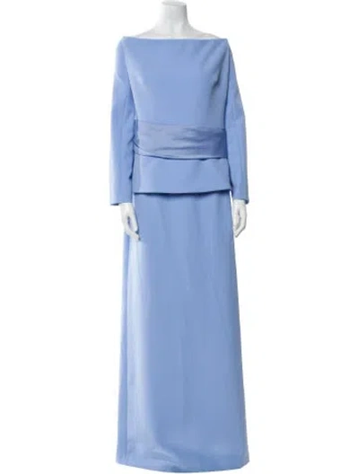 Pre-owned Safiyaa Bateau Neckline Long Dress In Blue