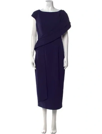 Pre-owned Safiyaa Bateau Neckline Long Dress In Blue