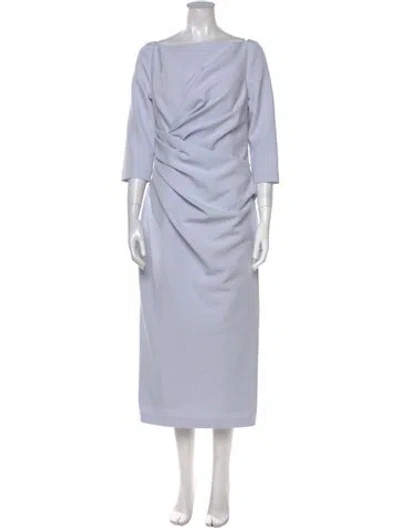 Pre-owned Safiyaa Bateau Neckline Long Dress In Blue