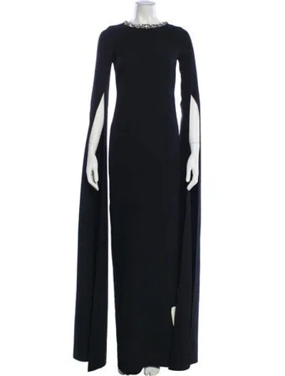 Pre-owned Safiyaa Bateau Neckline Long Dress In Blue