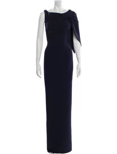 Pre-owned Safiyaa Bateau Neckline Long Dress In Blue