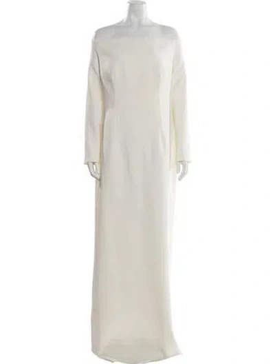 Pre-owned Safiyaa Bateau Neckline Long Dress In Neutral