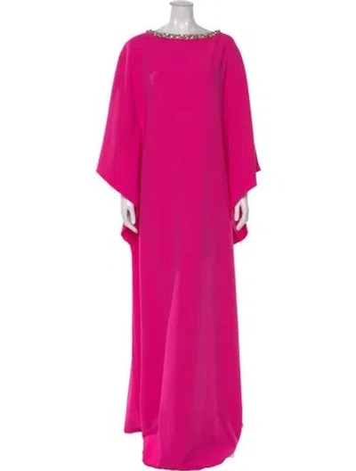 Pre-owned Safiyaa Bateau Neckline Long Dress In Pink