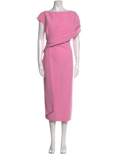 Pre-owned Safiyaa Bateau Neckline Long Dress In Pink