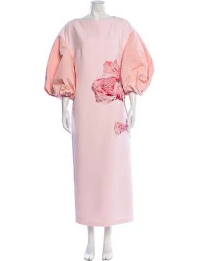 Pre-owned Safiyaa Bateau Neckline Long Dress In Pink