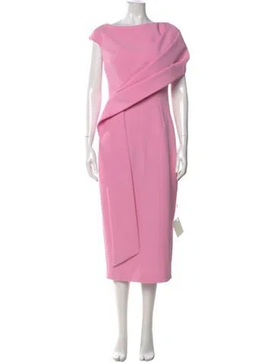 Pre-owned Safiyaa Bateau Neckline Long Dress In Pink