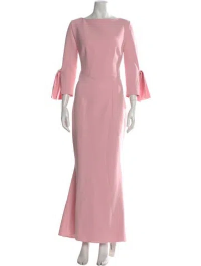 Pre-owned Safiyaa Bateau Neckline Long Dress In Pink