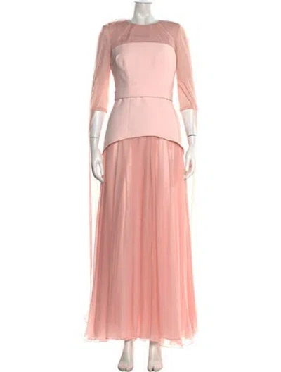 Pre-owned Safiyaa Bateau Neckline Long Dress In Pink