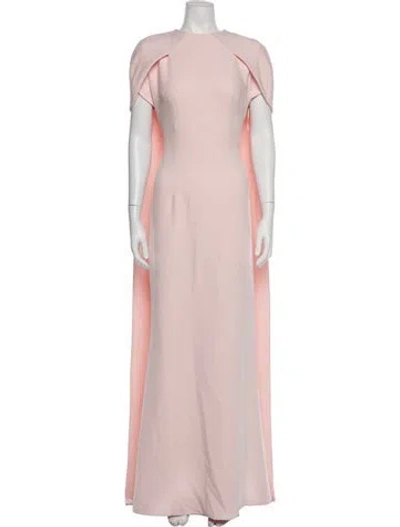 Pre-owned Safiyaa Bateau Neckline Long Dress In Pink