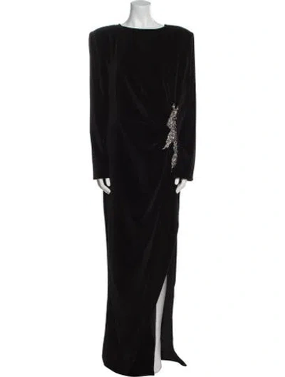 Pre-owned Safiyaa Bateau Neckline Long Dress W/ Tags In Black