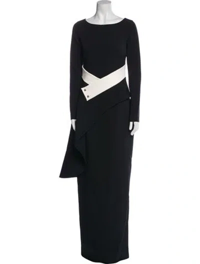 Pre-owned Safiyaa Bateau Neckline Long Dress W/ Tags In Black