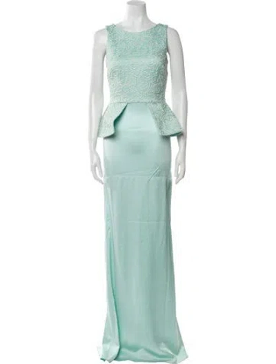 Pre-owned Safiyaa Bateau Neckline Long Dress W/ Tags In Blue