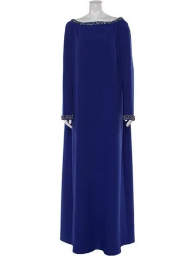 Pre-owned Safiyaa Bateau Neckline Long Dress W/ Tags In Blue
