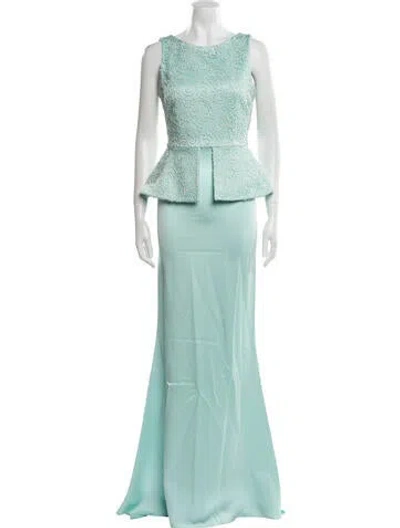 Pre-owned Safiyaa Bateau Neckline Long Dress W/ Tags In Blue