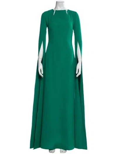 Pre-owned Safiyaa Bateau Neckline Long Dress W/ Tags In Green