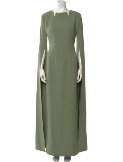 Pre-owned Safiyaa Bateau Neckline Long Dress W/ Tags In Green