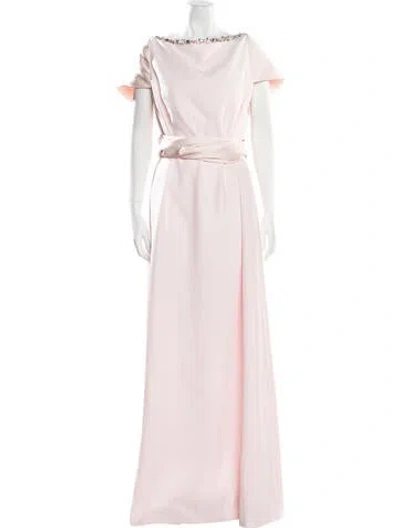 Pre-owned Safiyaa Bateau Neckline Long Dress W/ Tags In Pink