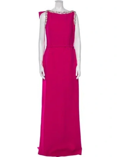 Pre-owned Safiyaa Bateau Neckline Long Dress W/ Tags In Pink