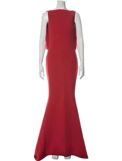 Pre-owned Safiyaa Bateau Neckline Long Dress W/ Tags In Red