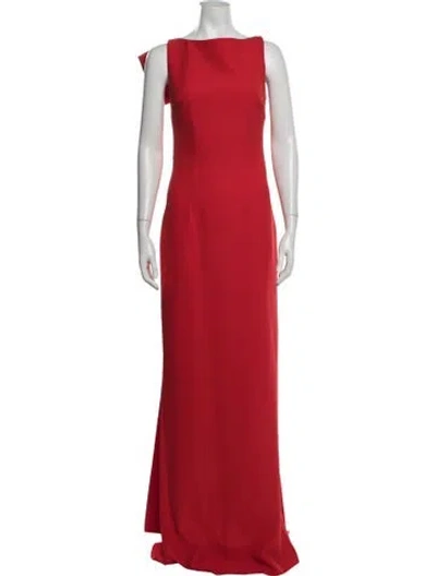 Pre-owned Safiyaa Bateau Neckline Long Dress W/ Tags In Red