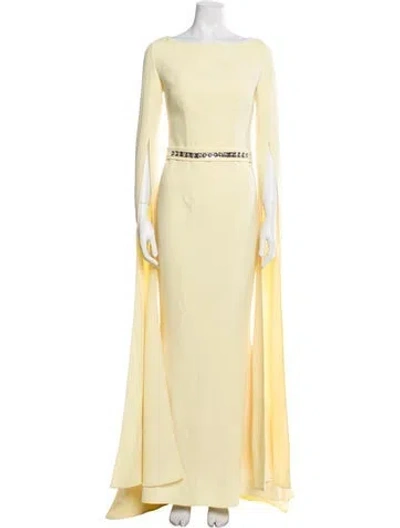 Pre-owned Safiyaa Bateau Neckline Long Dress In Yellow