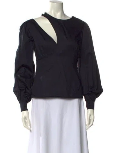 Pre-owned Safiyaa Bateau Neckline Long Sleeve Sweatshirt In Black
